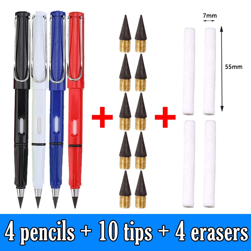 18 Pezzi Set Matite Infinity Senza Affilatura Matite Eternity No Ink Kawaii Penne Illimitati Forniture Artistiche Cancelleria Scolastica Pennino Gomma