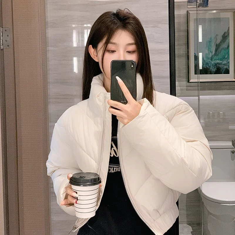 Пуховик женский короткая стеганая куртка новинка зимы 2024 утепленный хлебный