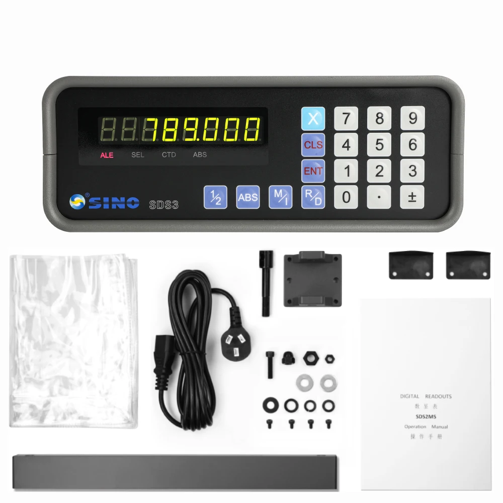 SINO Металлический 1-осевой комплект DRO SDS3-1 Набор цифровых считывателей KA35 Стеклянные линейные кодировщики для токарного станка, шлифовального станка, фрезерования