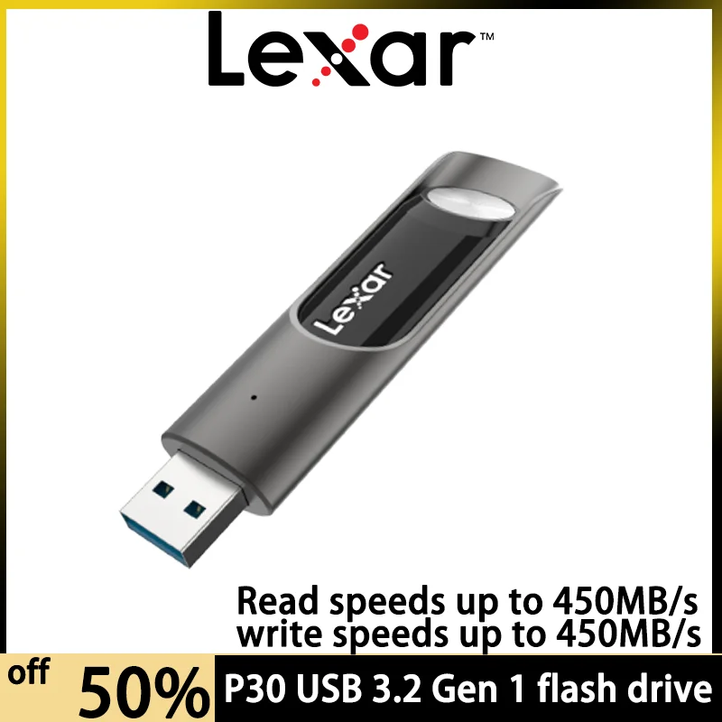 

Original Lexar JumpDrive P30 USB 3.2 Gen 1 Read 450MB/s Flash Disk 128GB 256GB Memory Stick USB Pen Drive 512GB U Stick For PC