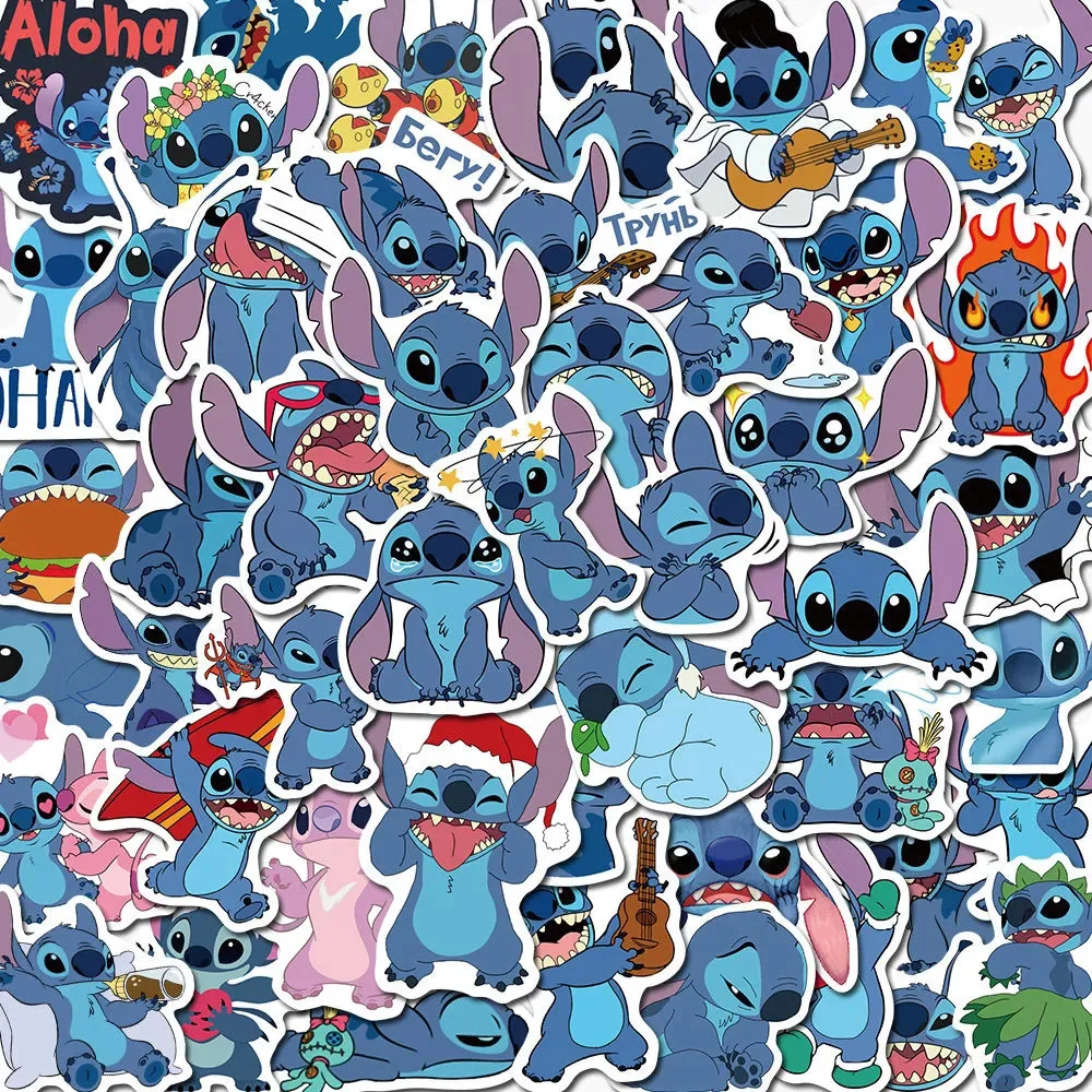 

10/30/50pcs Kawaii Disney Lilo Stitch Stickers Waterproof Laptop Skateboard Notebook Classic Cartoon Decal Sticker for Kids Toys