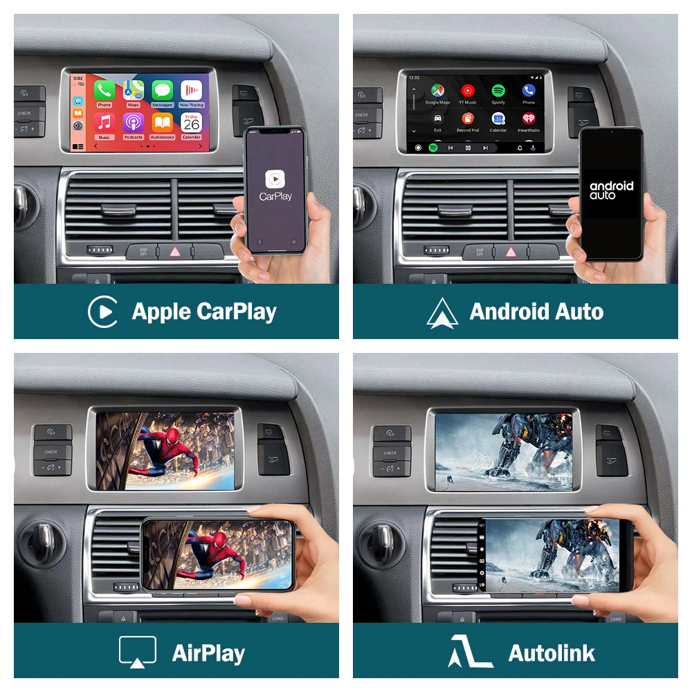 Беспроводной интерфейс Apple CarPlay Android для Audi Q7 2010-2015 с зеркальным соединением AirPlay -