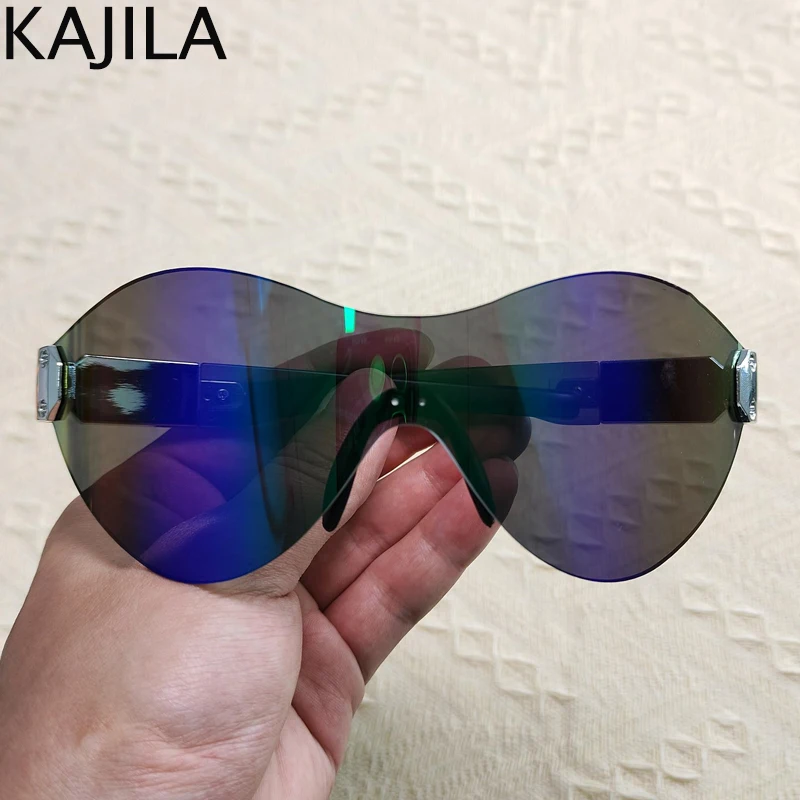 Солнцезащитные очки без оправы Y2K мужские и женские цельные Роскошные брендовые