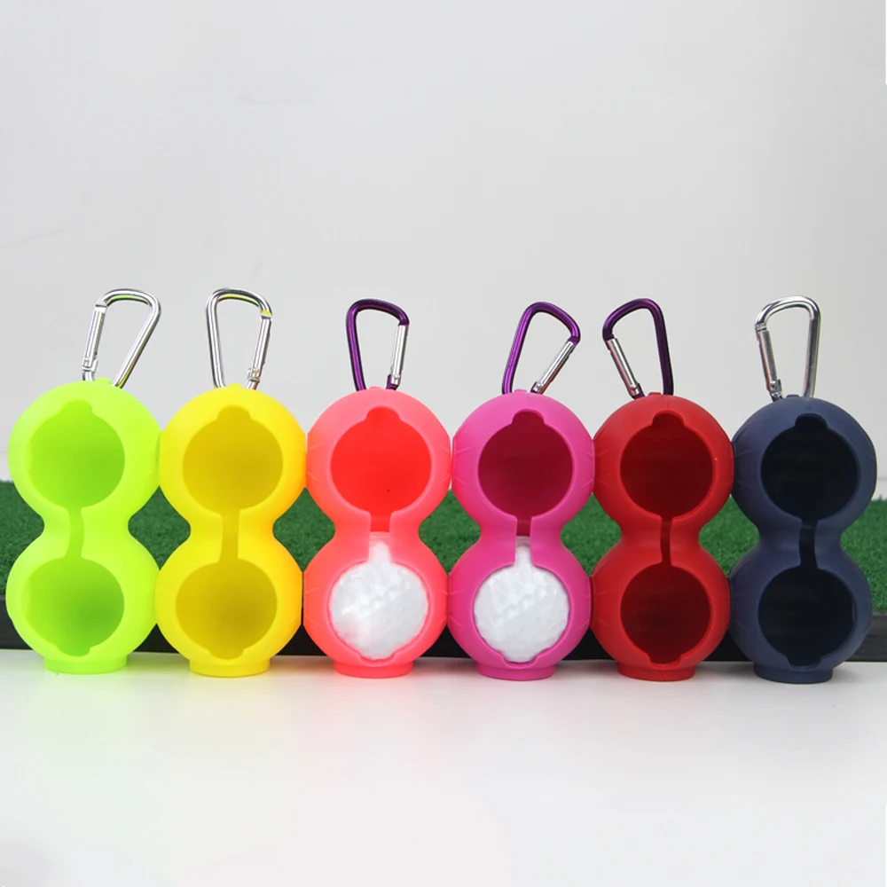 1Pcs Portable Golf Ball Protective Holder Cover Golf Ball Silicone Double Case Cover Golf Training Sports Accessories 6 Colors