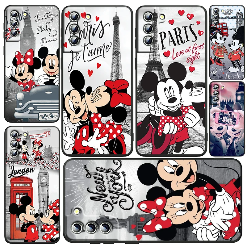 

Mickey Minnie French Couple Phone Case For Samsung Galaxy S23 S22 S21 S20 FE Ultra Pro Lite S10 S10E S9 Plus 5G Black Funda