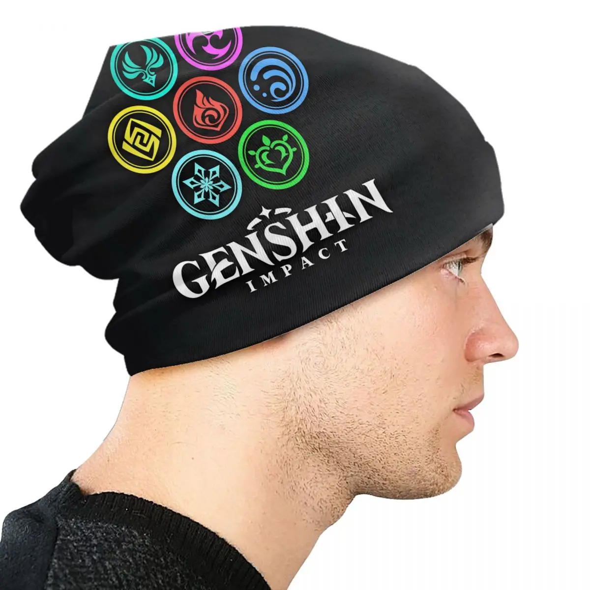 Фото Капот Вязаные шапки Street Genshin Impact Elements Art Anemo Geo Pyro Hydro Beanie Cap Ski Cryo Electro Dendro Шапки Шапки для №4