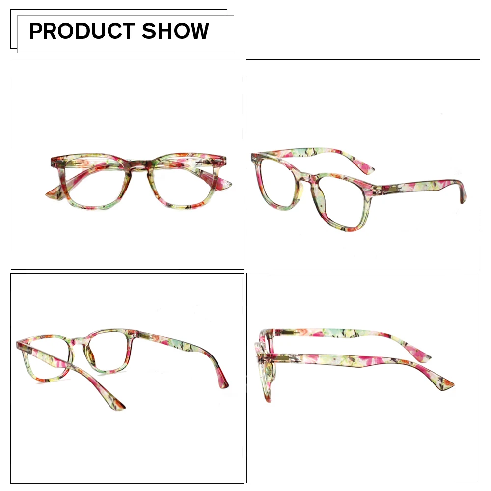 Anti Blue Light Reading Glasses For Women Men Spring Hinge Computer Presbyopia Eyewear Female Print Flower Frame 0~+4.0