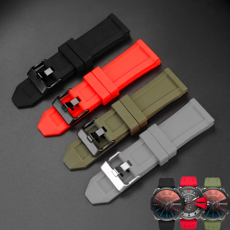

Silicone Rubber Bracelet Watch Band 24mm 26mm 28mm for diesel DZ4496 DZ4427 DZ4487 DZ4323 DZ4318 DZ4305 Mens Watches Strap