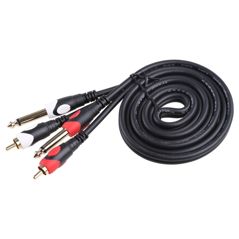 

Dual RCA to Dual Mono 6.35mm Male Jack Digital Audio Cable 2RCA to 2 6.5 DVD Mixer Wire for Amplifier Speakers TV AV