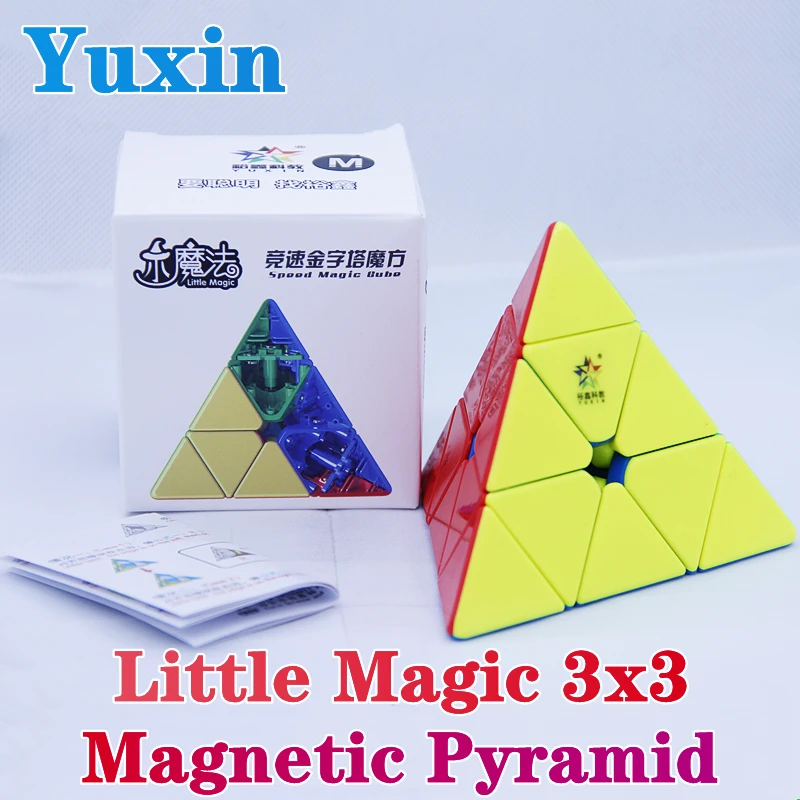 Фото Yuxin маленькая Магическая Пирамида Магнитный 3x3 магический куб скоростной пазл