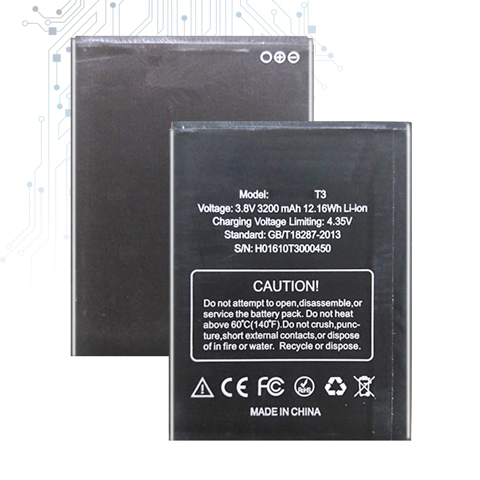 

Replacement Battery 3200mAh For Doogee T3 Mobile Phone