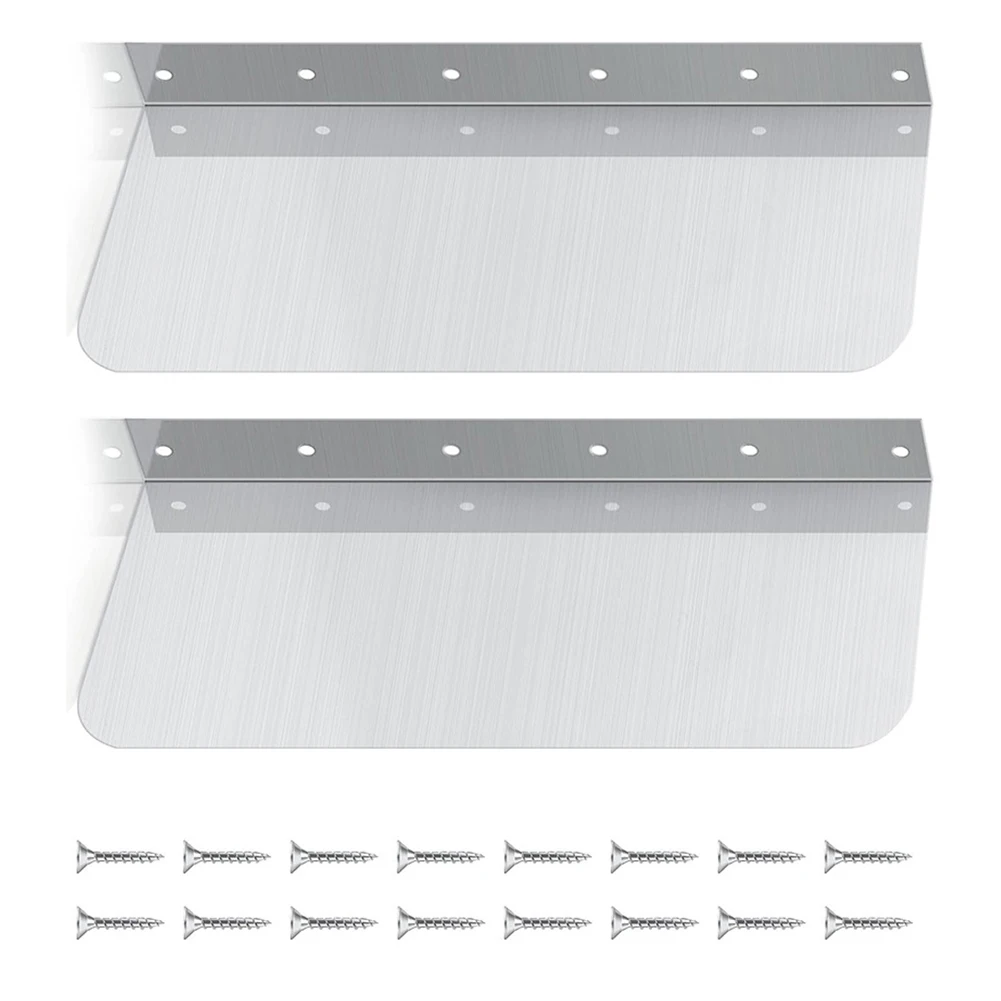 

For Kitchen Splash Guard Silver Splashback Stainless Steel 2Pcs Bathroom Pool Splash Guards Rustproof Wall Mounted