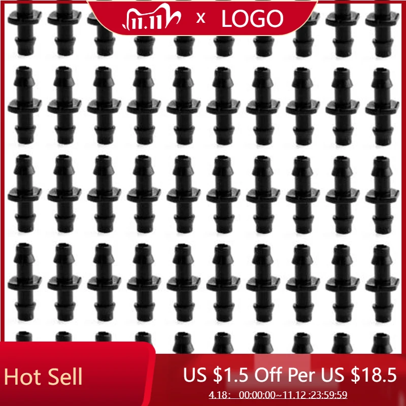 

100Pcs 1/4Inch Hose Garden Lawn Watering Irrigation Barbed Connector Double Way For 4/7mm Garden Drip Irrigation Hose Connector