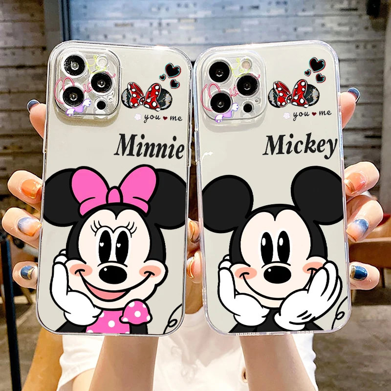

Anime Minnie Mickey Hot Art For Apple iPhone 15 14 13 12 11 XS XR X 8 7 SE Pro Max Plus Mini Transparent Phone Case