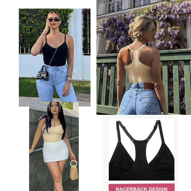 Guudia Racerback бесшовный формирователь тела майка боди для женщин корректирующее