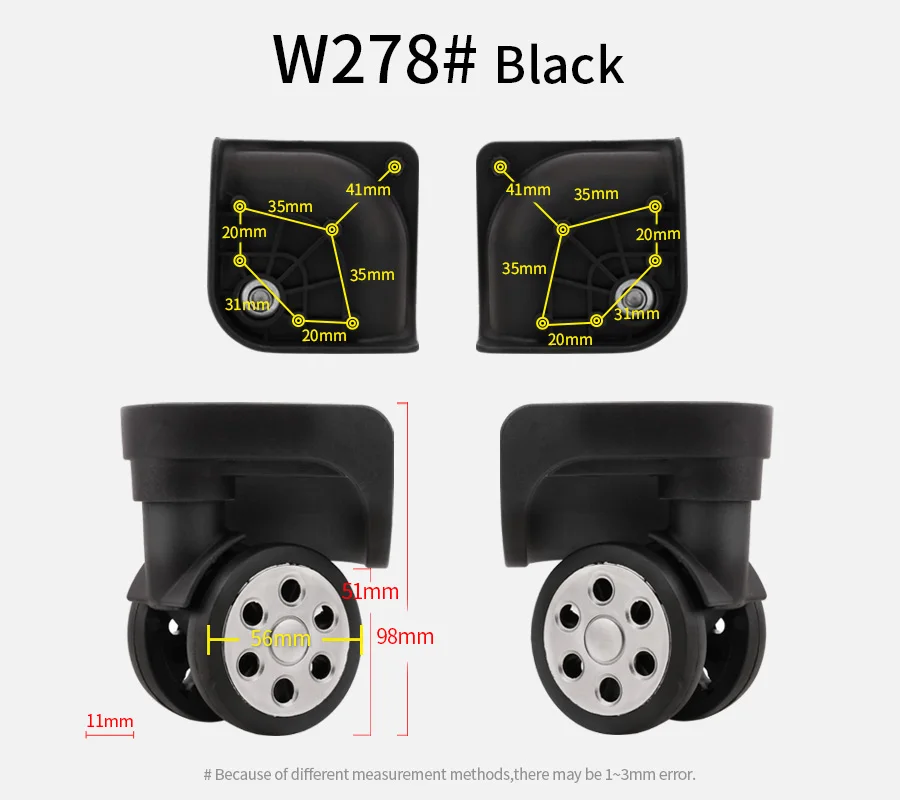 W278 Luggage Universal Wheel Accessories Wheels Aviation Luggage Wheel Casters Aircraft Wheel Replacement Repair 14 Inch 16 Inch