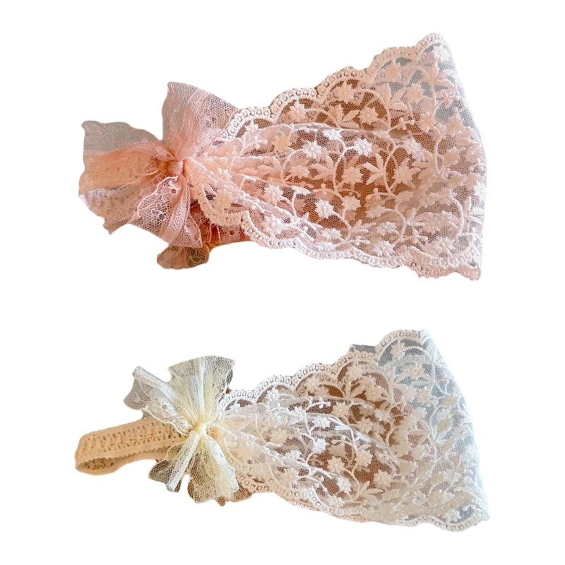 

Lace Flower Headband for Baby Girl Newborn Headdress Embroidered Hair Bow Elastic Headband Hairwraps Kids Photo Props