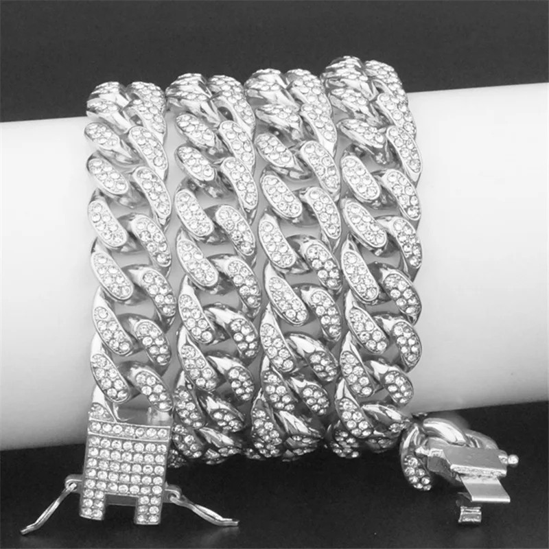 

2022 Men Women Hip Hop Iced Out Bling Chain Necklace High Quality 13mm Width Miami Cuban Chain HipHop Necklaces Fashion Jewelry