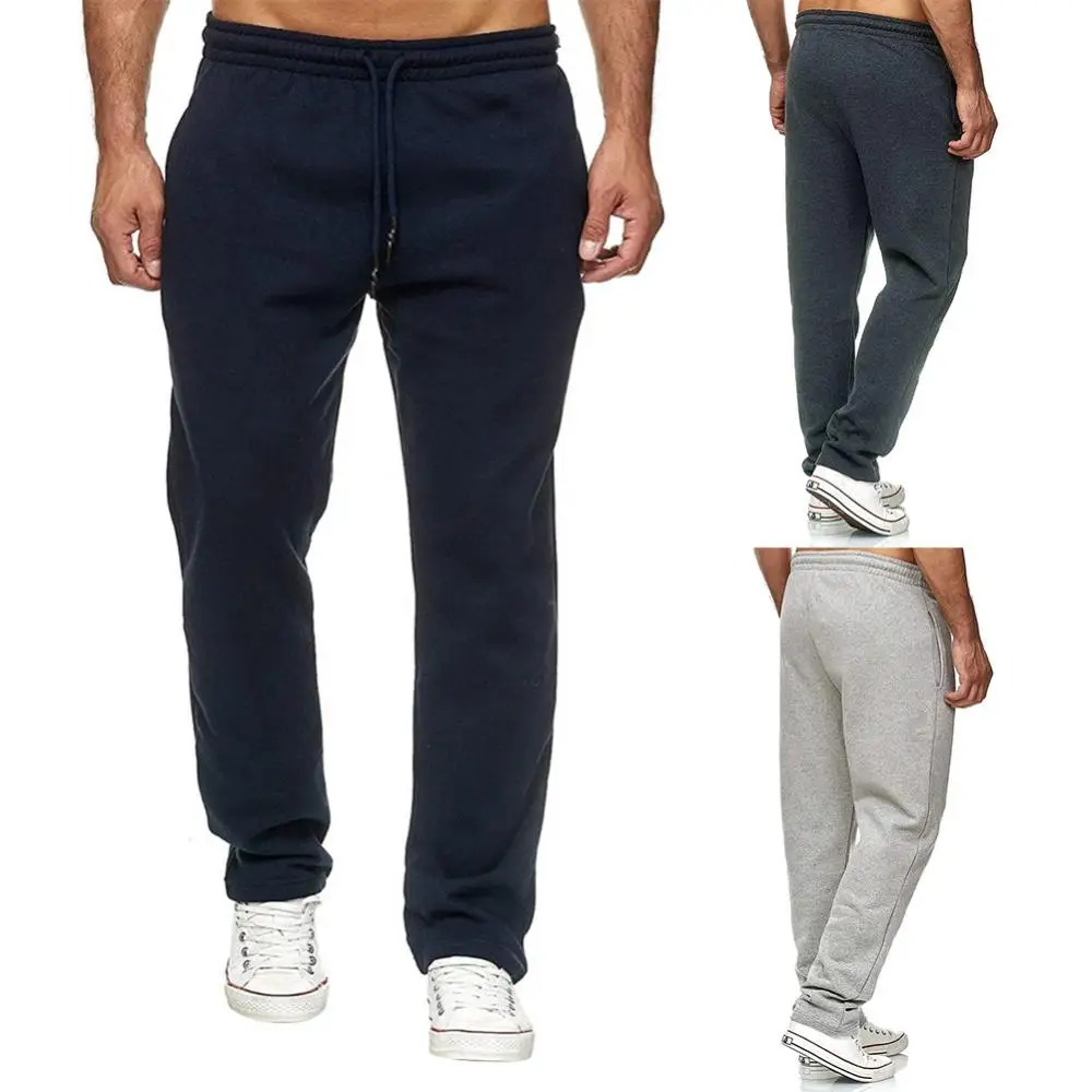 

Men Sweatpants Pants Drawstring Trousers Solid Color Sports Gym Thick Warm Sportswear Sweatpants