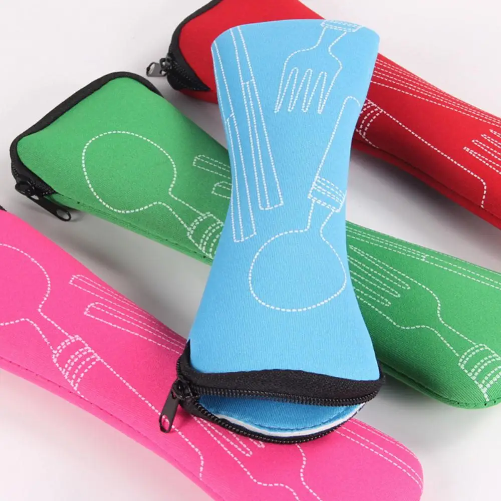 

1pcs Portable Picnic Fork Spoon Bag Travel Packaging Cutlery Fabric Bags Storage Tableware Box Kitchen Storage Dinnerware Sets