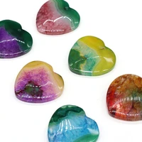 natural stones colorful agate heart pendant ornament massage stone bead making diy necklace jewelry accessories gift party decor