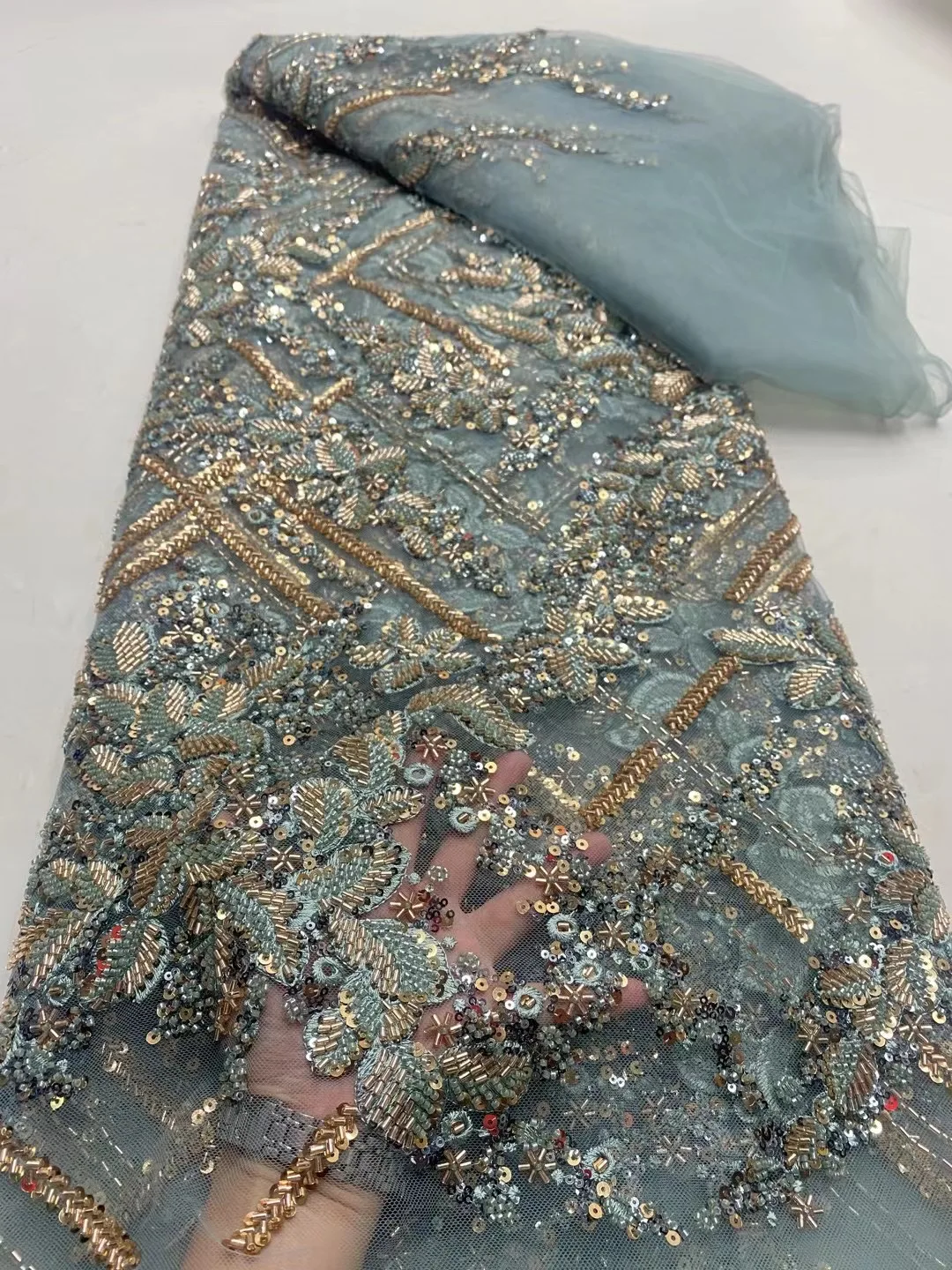 2024 Африканская Нигерия Высокое качество Тюль с блестками Кружевная ткань