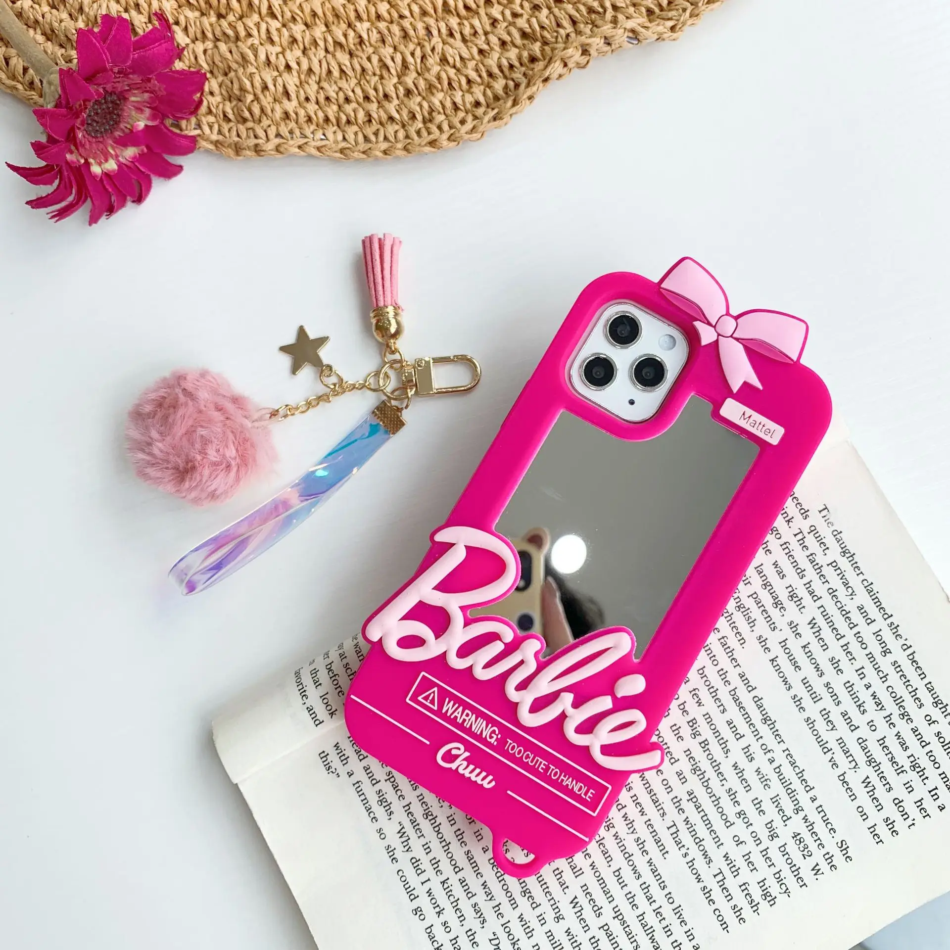 

Barbies Vanity Mirror Pink Kawaii Phone Cases for IPhone 14 13 12 11 Pro Max Back Cover with Lanyarda and No Lanyard Girls Gifts