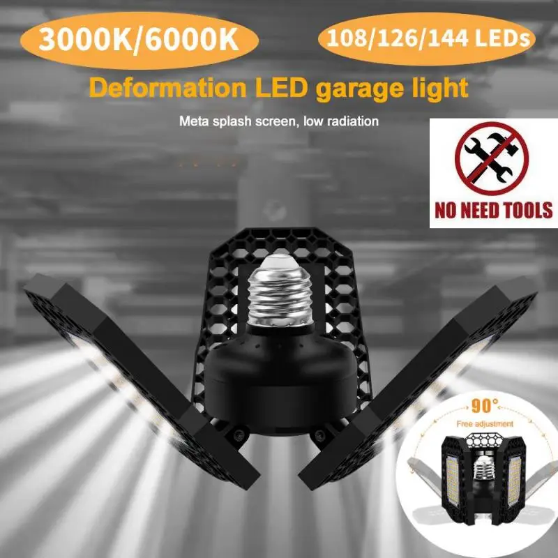 

E26/E27 Garage Lighting Workshop LED High Bay Ceiling Light For Industrial Warehouse Deformation Lamp 3000K/6000K Indoor Lights