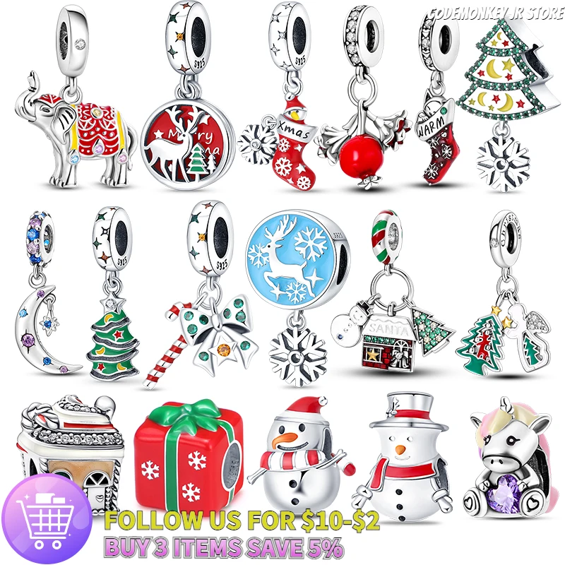 Christmas Charms Sterling Silver 925 Christmas Tree Bead Fit Original Pandora 925 Bracelet For Women DIY Jewelry 2022 New in
