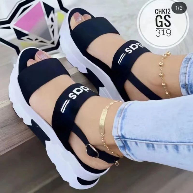 

Женские массивные сандалии на танкетке, пляжные сандалии в стиле панк, с ремешком и пряжкой, для лета, 2022