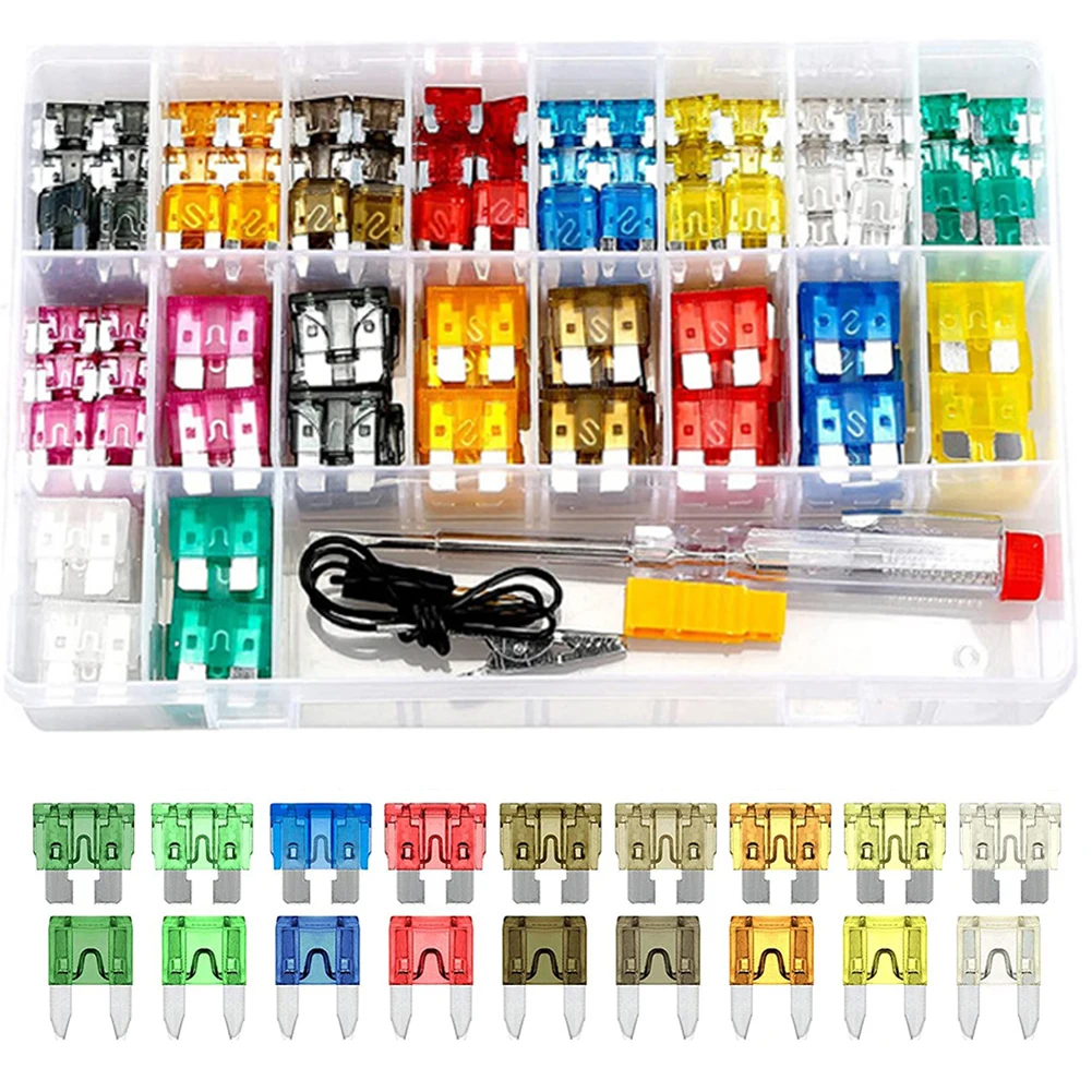 

180pcs/box Car Fuse With Box Clip Combination Car Blade Fuse Set With Inspection Circuit Electric Pen Accessoreis