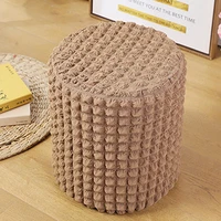 round square footstool cover seat cover covering chair cushion polyester elastic check jacquard ottoman covers living room