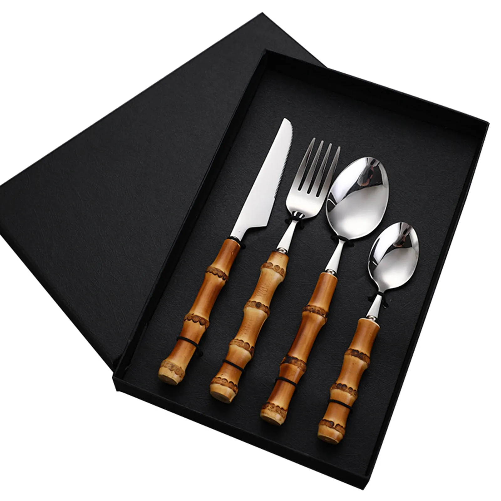 

Unique And Natural Bamboo Utensils Gorgeous Bamboo Handled Cutlery Set Transform Your Holiday Tablescape Knife and fork set
