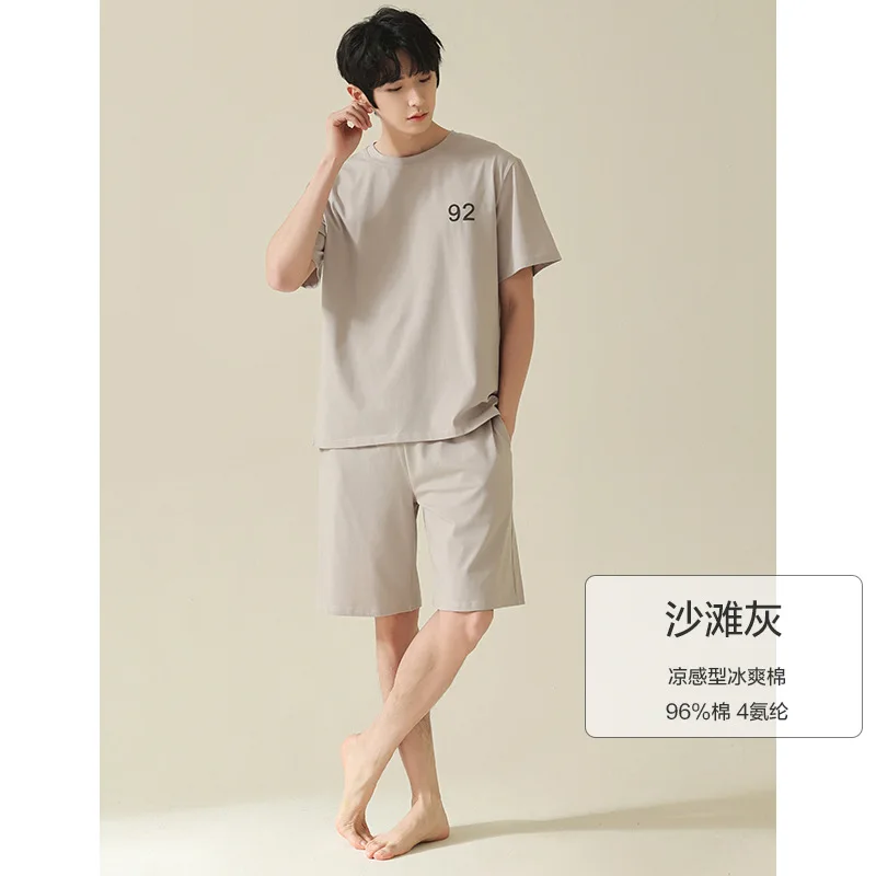 Summer Pajamas Women's Short Sleeve Trousers 2 Piece Sets Couple Pajamas O-Neck Cotton Soft Cool Pyjamas Men Home Clothes Suits