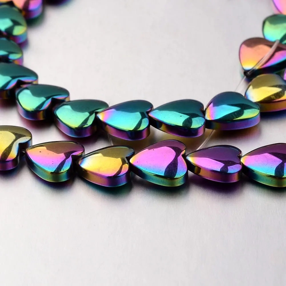 

5 Strand Electroplate Non-magnetic Synthetic Hematite Bead Strands Heart 8x8x3mm, Hole: 0.7mm, about 55pcs/strand, 15.7 inches
