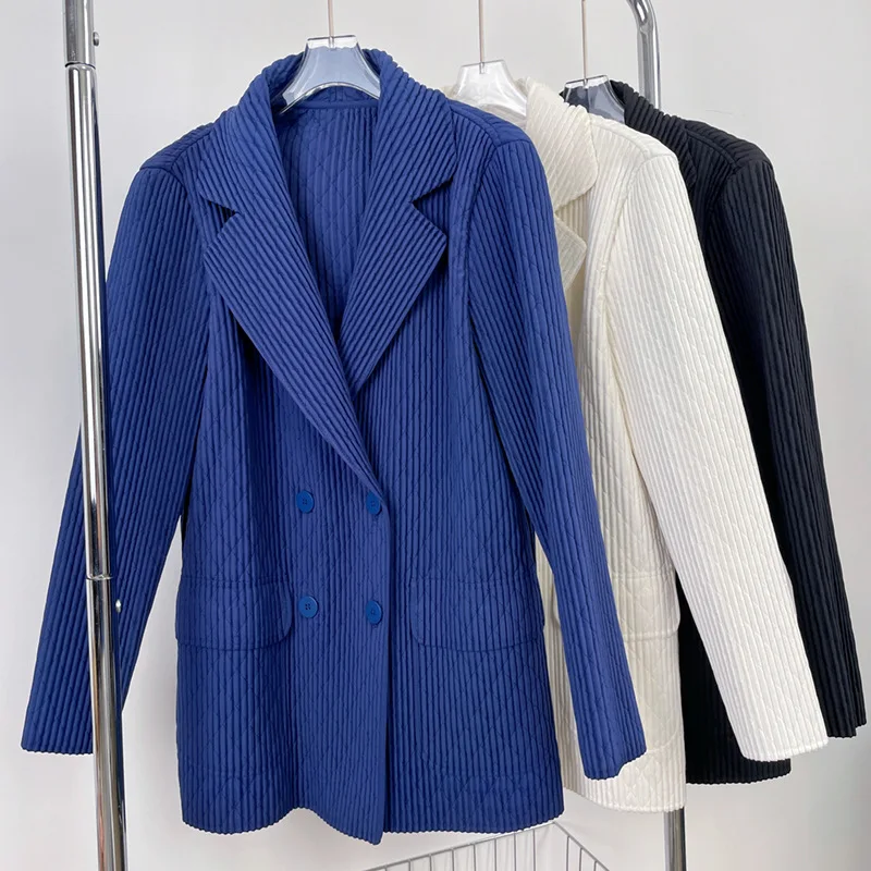 

Женский свободный плиссированный комплект Miyake, повседневное хлопковое пальто средней длины в Корейском стиле, Осень-зима 2022