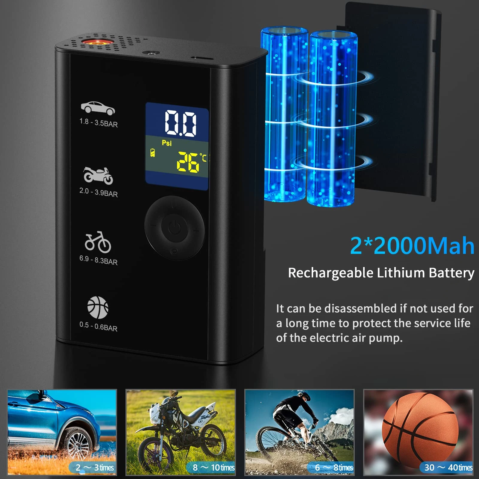 Автомобильный воздушный компрессор надувной насос электрический беспроводной