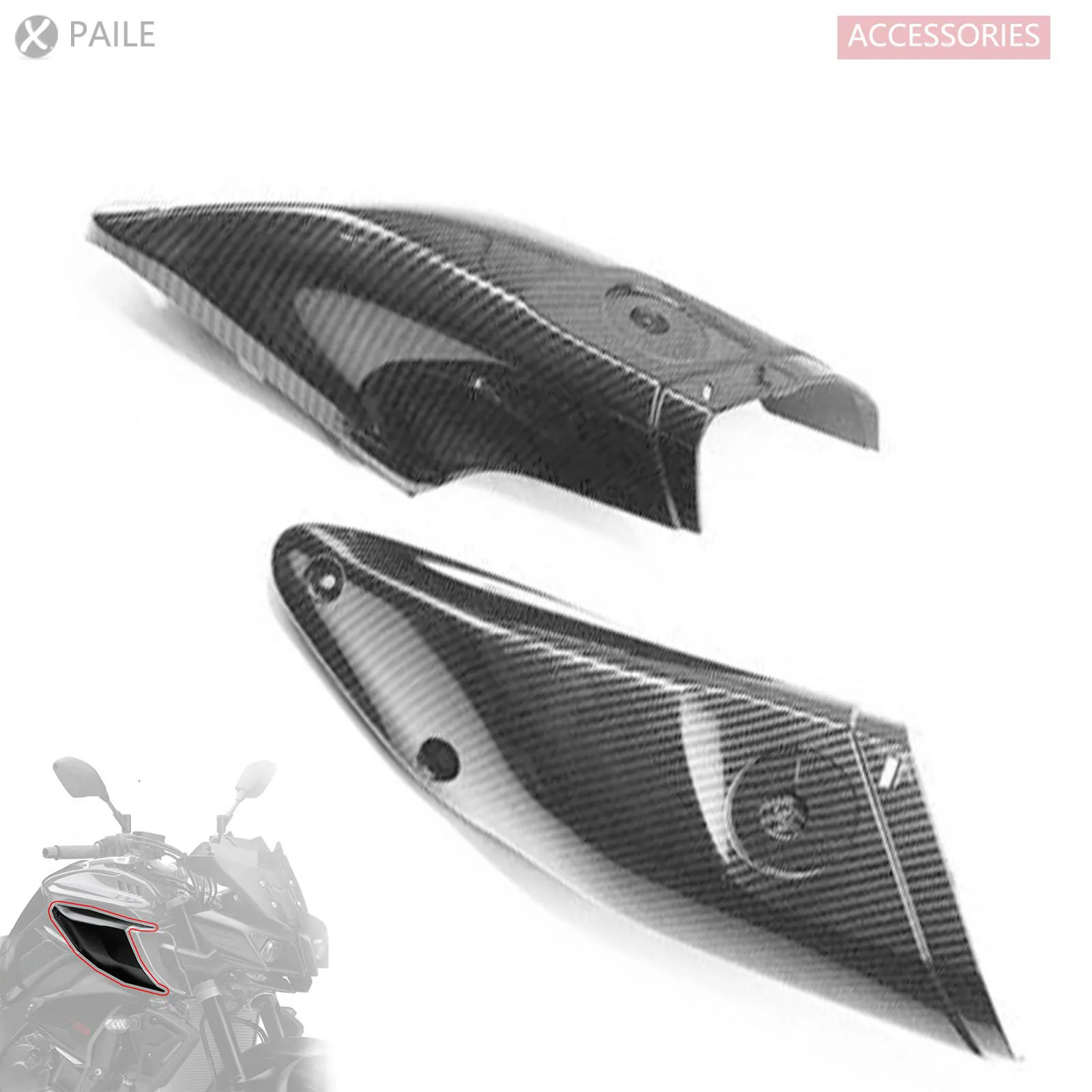 

Carbon Fiber Pattern Mounted Tank Side Air Intake Duct Covers Panels Fairings for YAMAHA MT-10 FZ-10 2016-2019