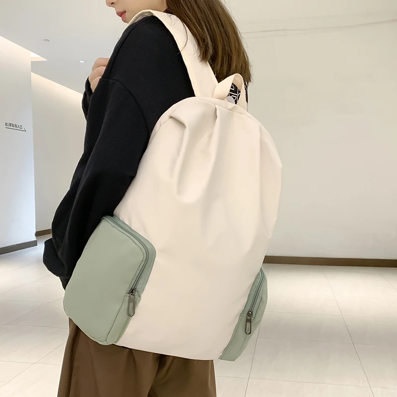 

SEETIC New Large Capacity Backpack Fashion Waterproof Female Schoolbag Anti-Theft Laptop Bag Unisex Solid Color Travel Bag Women