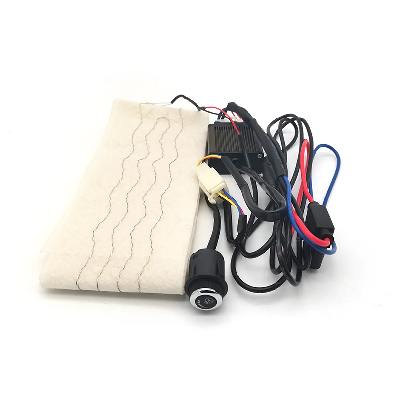 

Car Steering Wheel Heating Kit 12V Carbon Fiber Heated Pad with/6 Gear LED Switch