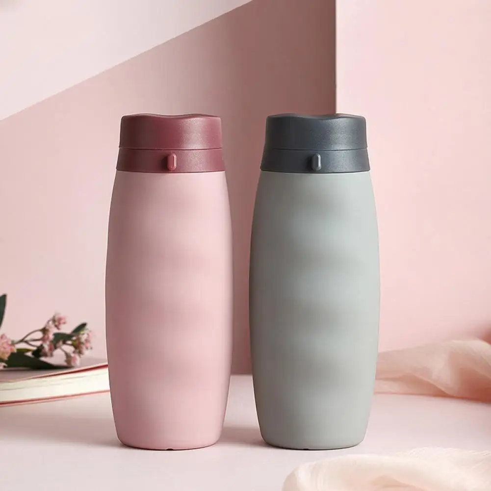 

600ml Silicone Portable Folding Telescopic Sports Water Cup Grey/Pink Outdoor Juice Water Bottle For Women Drinkware 20x7cm, 1PC