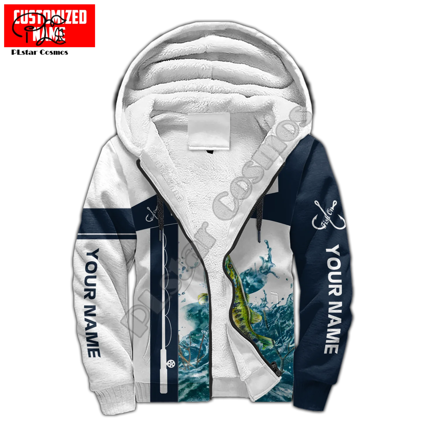 NewFashion Customize Raper Fishing Animal Fisher Harajuku 3DPrint Men/Women Streetwear Winter Coat Fleece Jacket Zip Hoodies A1
