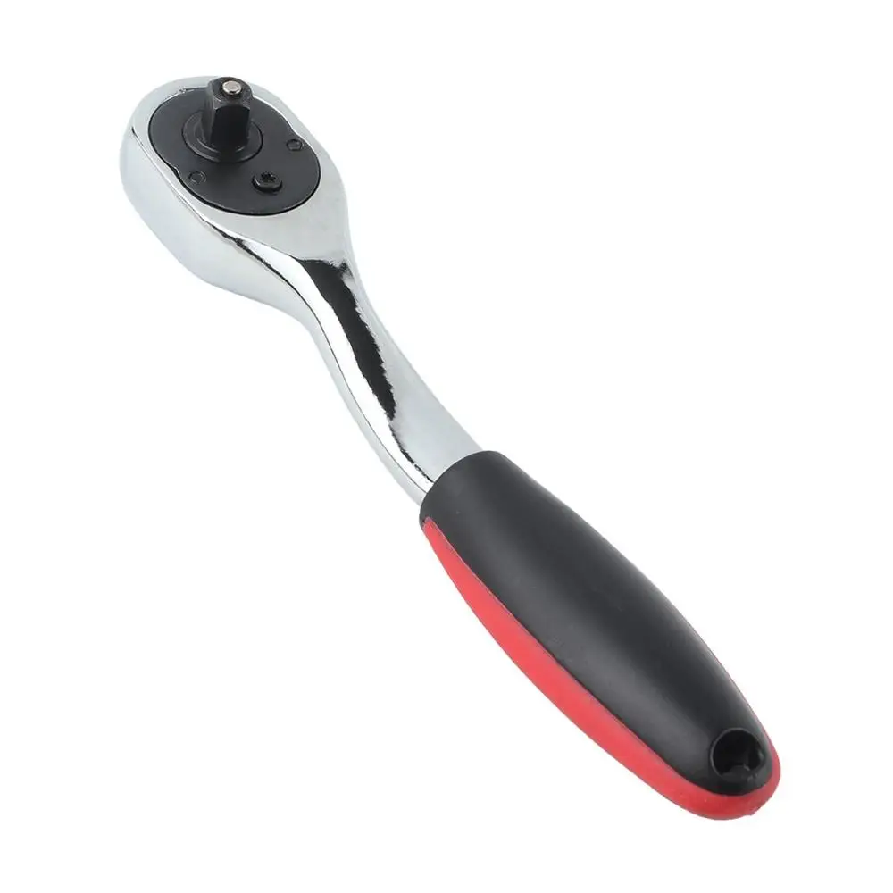 

NewProfessional 1/4" Ratchet Wrench Quick Release Single-end Chrome Steel Wrench Plastic Handle Repairing Tool