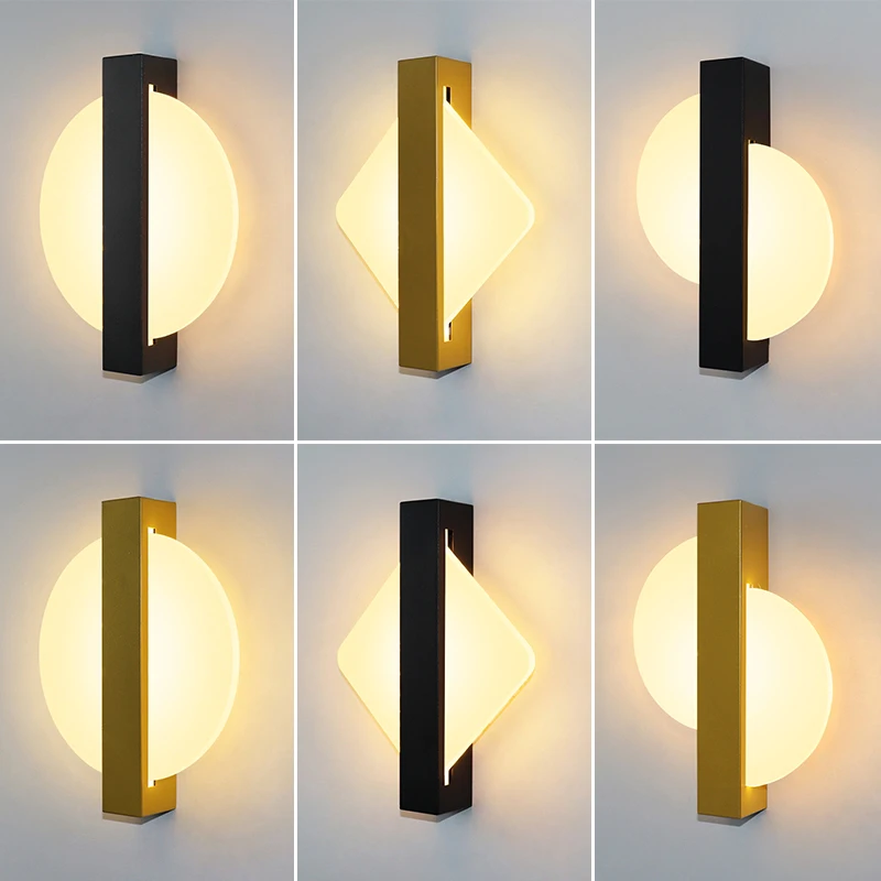 Lámpara de pared LED de acrílico de lujo para interiores, nórdico candelabro moderno, luz de mesita de noche para dormitorio, sala de estar, AC85-265V de 10W