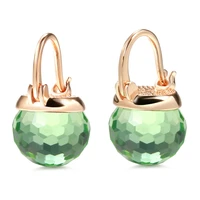 grier fashion 585 rose gold drop earring green natural zircon ball women earrings elegant vintage bridal party jewelry gift