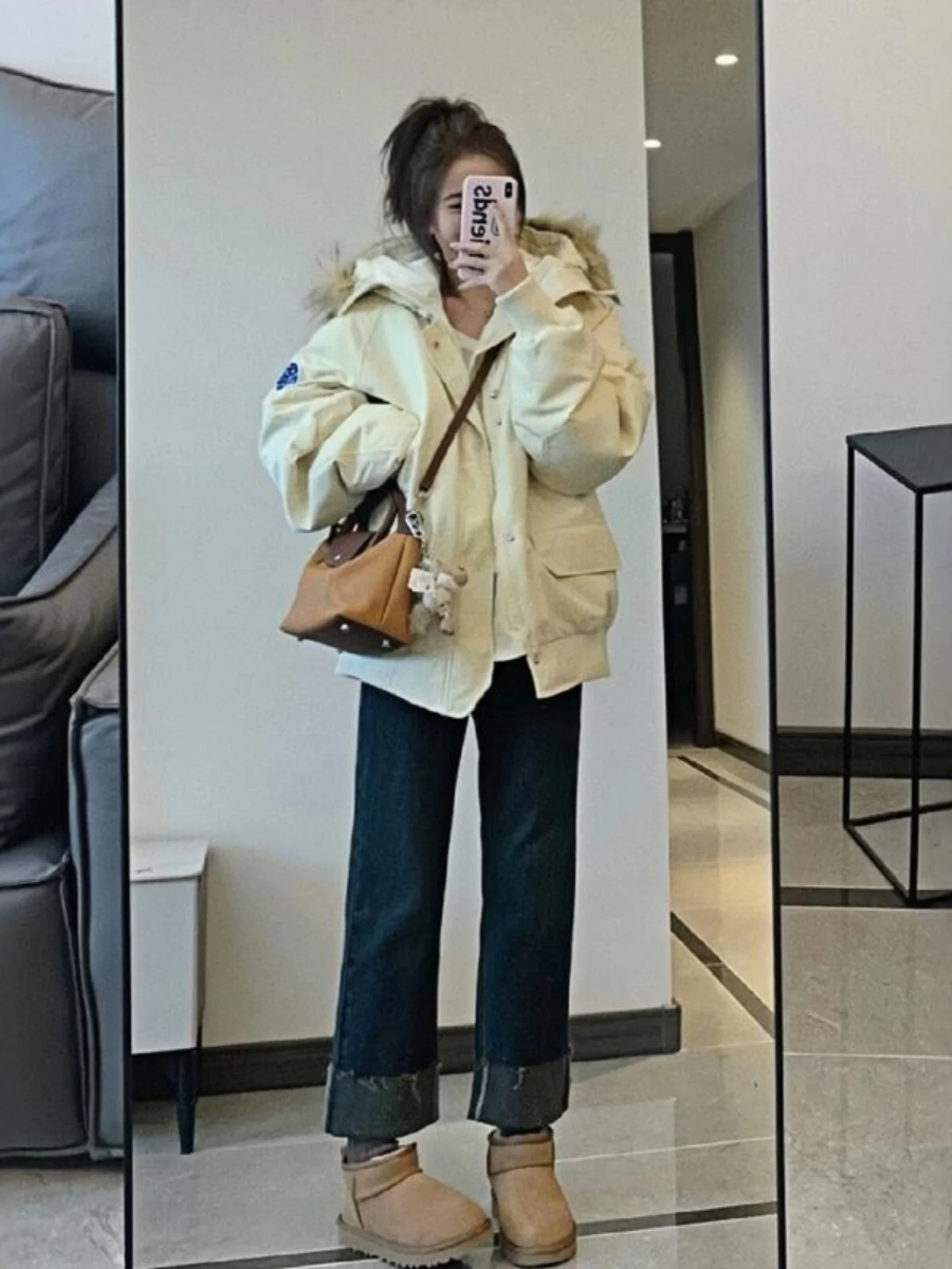 Парка короткая пуховая куртка одежда с хлопковой подкладкой женская зимняя