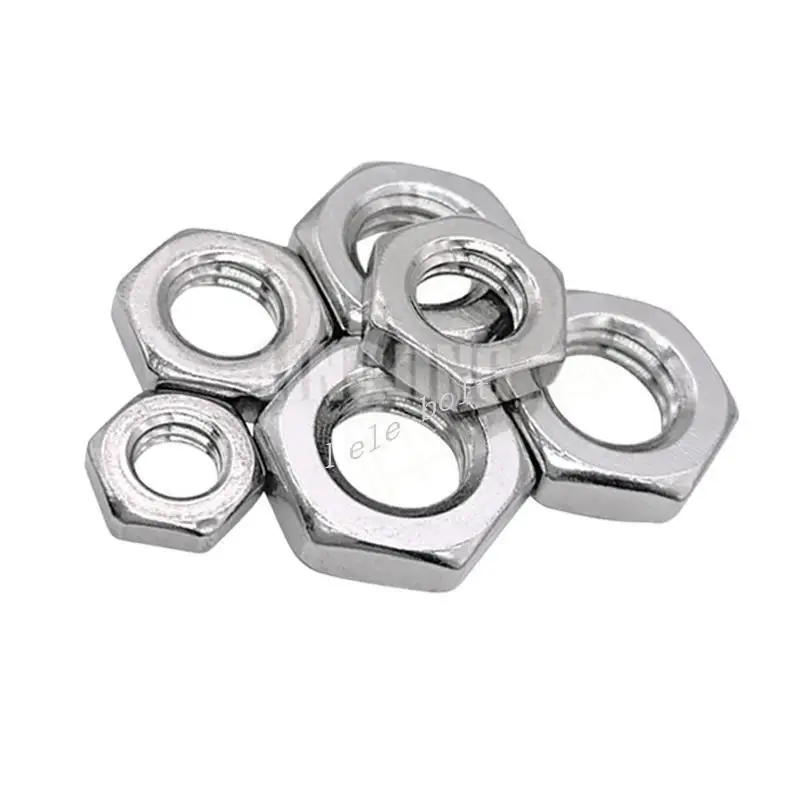 

2/5/10/25PCS M2.5 M3 M4 M5 M6 M8 M10 M12 M14 M16 304 A2-70 Stainless Steel Flat Hex Hexagon Thin Nut Jam Nut DIN439 GB6172