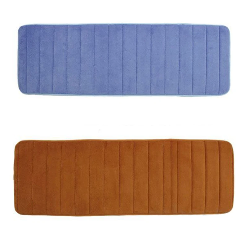 

HOT-2 Pcs 120X40cm Absorbent Nonslip Memory Foam Kitchen Bedroom Door Floor Mat Rug Carpet, Dark Blue & Khaki