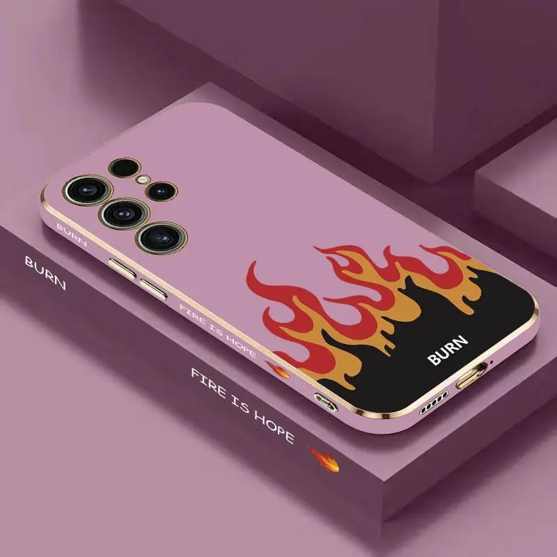 Fierce Fire Luxury Plating Phone Case For Samsung Galaxy S23 S22 S21 S10 S9 S8 Plus Note 20 ultra 10 Plus Cover