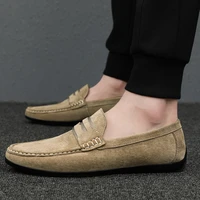 classic set of feet men peas shoes walking loafers breathable comfortable mens moccasins shoes genuine nubuck leather shoes c